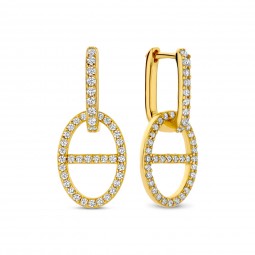 Klappcreolen mit Anhänger Zirkonia Silber 925/000 vergoldet