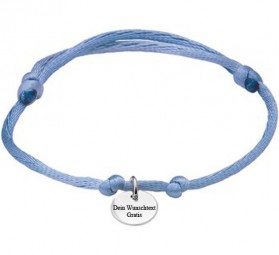 Armband mit runder Gravurplatte individuell gravierbar 925´er Silber rhodiniert