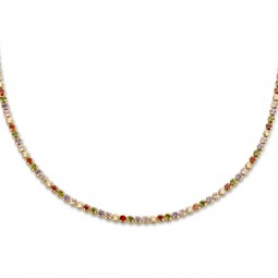 Damen Tenniscollier Regenbogen 925 Sterlingsilber Goldplattiert