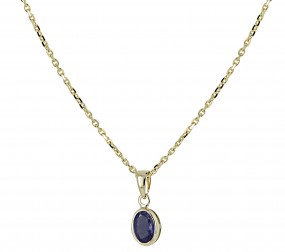 Saphir-Echtschmuck-Anhänger aus 585 Gelbgold