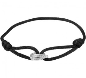 Damen Armband schwarz aus 925 Sterlingsilber/ Nylon 13-26 cm