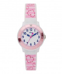 s.Oliver Uhr Silikonbanduhr mit Herz Kids Mädchen SO-3762-PQ