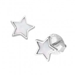 Ohrstecker Stern Perlmutt aus hochwertigem rhodiniertem 925 Sterling Silber