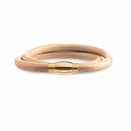 Boccia 0395-03. Armband. Leder; 6 mm; Reintitanverschluss 9,5 mm; teilpoliert; goldplattiert