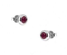 Damen Ohrringe Stecker echt Rubin aus 925 Sterlingsilber rhodiniert