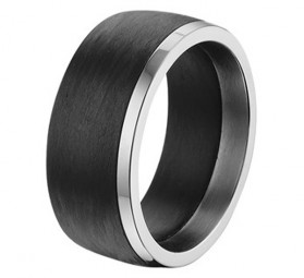 Edelstahl Herren Ring mit Carbon