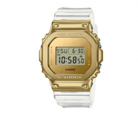 Casio G-SHOCK digital gold mit transparentem Resinband