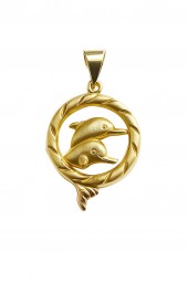 Anhänger „Delfin“ aus 585 Gelbgold diamantiert