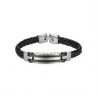 Herren Schwarzes Lederarmband geflochten 316 ES Herren Schwarzes Lederarmband geflochten 316 ES