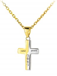 Kreuz Anhänger echt 14 Karat Gold 585 bicolor