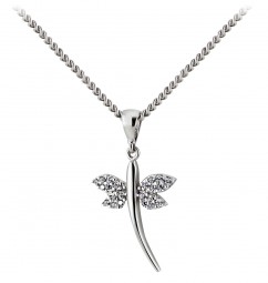 Libelle Anhänger 585 Weißgold 14K mit Zirkonia