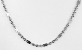 Plattenkette Bohnenkette 925 Sterlingsilber rhodiniert