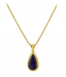Damen 750 Gold Anhänger mit echtem Lapislazuli Kugelkette aus 585 Gold