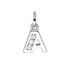 Anhänger Buchstabe A aus 925 Sterling Silber rhodiniert, Kettenanhänger, Initial Schmuck