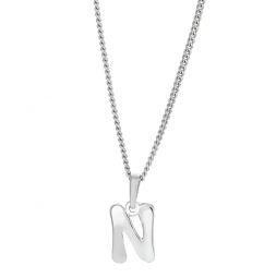 Anhänger Buchstabe N Silber 925 rhodiniert mit Panzerkette
