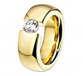 Damen Ring Spannring PVD-plating aus Edelstahl mit Stein