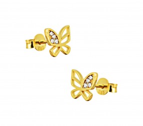 Schmetterling Ohrringe 585 Gold Goldene Kinderohrringe Schmetterling mit Zirkonia.