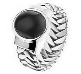 Herrenring 925 Silber oxidiert mit Onyx