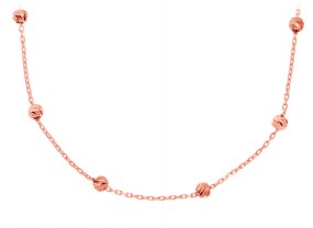 Collierkette rosegold 585er Gold – Ankerkette mit diamantierten Kugeln