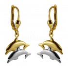 Delpfin Ohrhänger aus 585 Gold bicolor Delpfin Ohrhänger aus 585 Gold bicolor