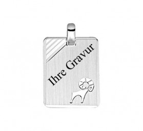 Unisex Widder Silberanhänger Sternzeichen mit Gravur aus 925 Sterlingsilber rhodiniert