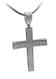 Damen Kreuz Silber Anhänger 925 Silber Mikro Fassung