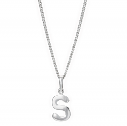 Anhänger Buchstabe S Silber 925 rhodiniert mit Panzerkette 45 cm