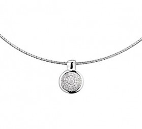 Halsreif Omegareif 42-45 cm mit Zirkonia Anhänger 925er Silber Sterlingsilber