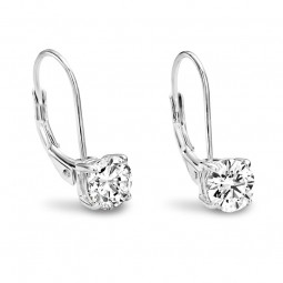 Ohrringe Ohrhänger Ohrschmuck Brisur mit 2 Zirkonia weiß 925 Silber