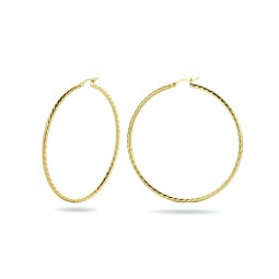 Creolen Ohrringe Gelbgold 925 Silber Goldplattiert Ø 65mm Groß Dünn Goldcreolen Goldohrringe