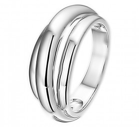 Damenring Schlichter Doppelschwung-Ring, Sterling-Silber 925