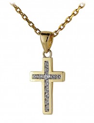 Kleines Gold Kreuz Anhänger mit Zirkonia aus 585 Gold
