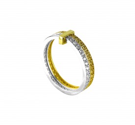 Zwei Eleganter Memory ring 2 Ring gebunden mit einen 585 Gold Schnalle