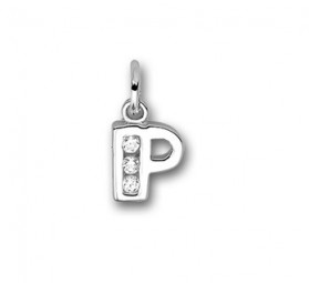 925 Sterling Silber Halskette Buchstabe "P" Silber Anhänger Zirkonia