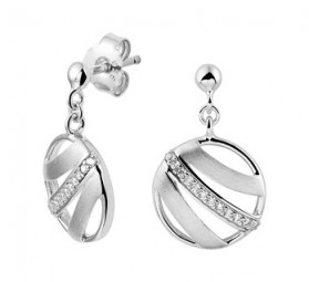 Damen Ohrhänger Silber 925 Hängende runde Ohrringe mit Zirkonia