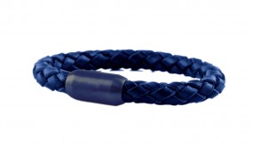 Lederarmband 6mm Blau Geflochten mit Magnetverschluss