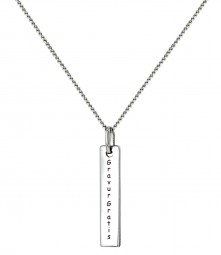 Plättchen Kette mit einem länglichen Anhänger aus 925 Silber rhodiniert