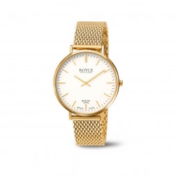 Boccia Royce Eyre Armbanduhr 3590-11 Titan goldplattiert mit Milanaisearmband