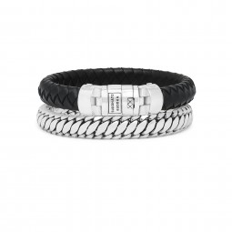 Buddha to Buddha Ben Leder Armband Schwarz 925 Silber