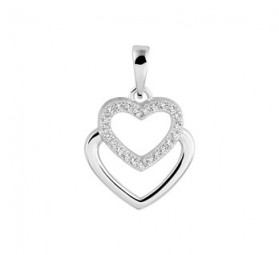 Damen Halskette Zirkonia Herz Anhänger 925er Sterling Silber rhodiniert