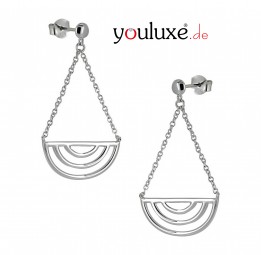 Ohrringe Silber Hängend halbkreis Ohrstecker Ohrhänger 925 Silber rhodiniert