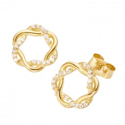 Ohrstecker Ineinander verschlungen, mit Zirkonia aus Gold 585/14 ct