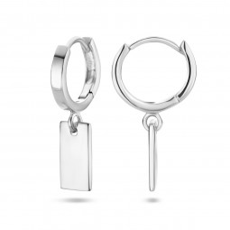 Damen klappcreolen Creolen mit Anhänger 925 Silber rhodiniert