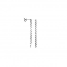 Langen Damen Zirkonia Ohrschtecker 925 Sterlingsilbe rhodiniert