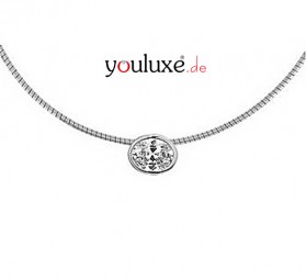 Omega Halsreif mit Anhänger Zirkonia 925er Sterlingsilber rhodiniert