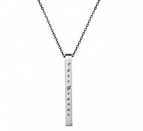 Personalisiert Gravur Unisex Edelstahl Kette Halskette mit Quader Anhänger in Edelstahl