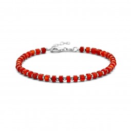 Perlen Armband Herren mit Carneol 925 Silber