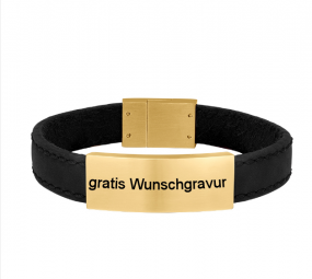 Herren Armband mit gratis Gravur – Edelstahl+Leder