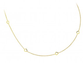 Fußkettchen Fußkette Fußschmuck mit 4 Herzen Gold 585 14KT