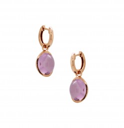 Damen Creolen mit Anhänger Amethyst 585 Rosegold